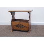 Titchmarsh & Goodwin oak Magazine Table, relief carved lozenge decoration on sledge feet,