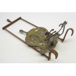 19th century brass and wrought metal hearth toaster,