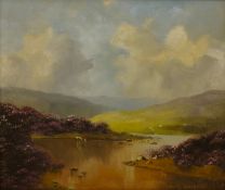 Lewis Creighton (British 1918-1996): Moorland River Landscape,