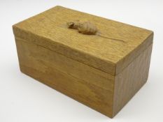Robert 'Mouseman' Thompson tooled oak trinket box with mouse signature to lid,