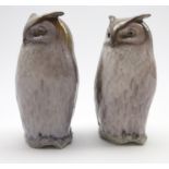 Pair of Royal Copenhagen owl ornaments No.