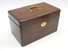 Early 19th Century mahogany tea caddy inlaid with boxwood stringing,
