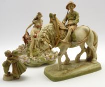 Royal Dux figure of a boy on a plough horse H35cm,