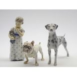 Royal Copenhagen model of a Dalmation No. 3501, a Copenhagen figure of a girl with a doll H15cm No.