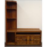 Peter 'Rabbitman' Heap Yorkshire oak side cabinet, raised corner with two bow front shelves,