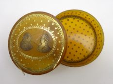 17th Century translucent horn circular snuff box,