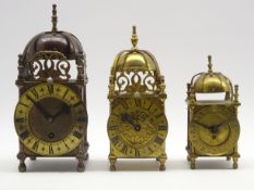Three 20th century 'Smiths' brass lantern clocks Condition Report & Further Details