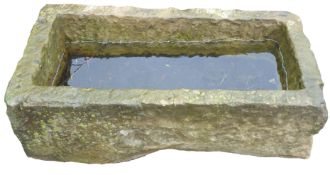 York stone trough of rectangular form, W91cm, H31cm,