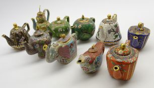 Ten modern Cloisonné miniature teapots Condition Report & Further Details <a