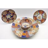 Large late 19th Century Japanese Imari pattern charger decorated with panels of flowers in orange,