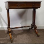 Regency rosewood and walunt work table,