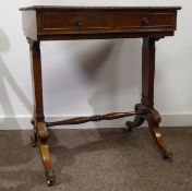 Regency rosewood and walunt work table,