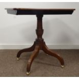 Regency style mahogany pedestal occasional table, rectangular top with rounded corners,