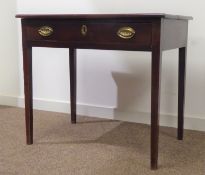 18th century mahogany side table, moulded rectangular top above single frieze drawer,