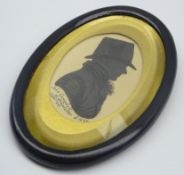 19th Century oval silhouette of John Campbell of Athalader, d1820 in a gilt surround 8cm x 5.