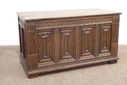 18th century panelled oak blanket chest,