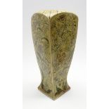 Martin Brothers stoneware vase of square tapering form decorated with flowers and trailing leaves