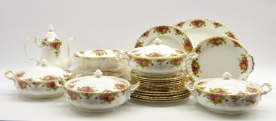 Extensive Royal Albert 'Old Country Roses' table service for dinner,