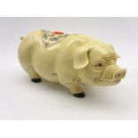 Oriental design figure of a pig with engraved decoration 13cm x 26cm Condition Report &