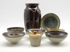 Barbara Cass (1921-1992) 4 studio pottery bowls, impressed 'Arden' D13cm, Mick Arnup bowl,
