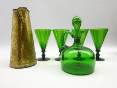 Set of four 19th Century green glass goblets,