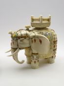 Japanese Meiji period signed model of an ivory and Shibayama elephant,