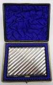 Edwardia silver visiting card case engraved with initials and with divided leather interior and