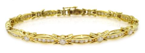 18ct gold (tested) round brilliant cut diamond link bracelet Condition Report & Further