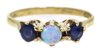 9ct gold opal and sapphire ring,