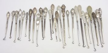 Collection of 27 silver handled button hooks