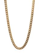 Rose gold flattened curb chain necklace, hallmarked 9ct, approx 19.