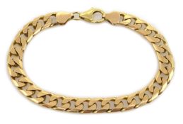 9ct gold flattened curb chain bracelet hallmarked, approx 24.