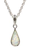 Silver opal pendant necklace,