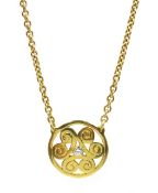 18ct gold Celtic design diamond set pendant necklace, makers mark M C,