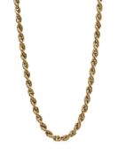 9ct gold rope chain necklace hallmarked, approx 6.
