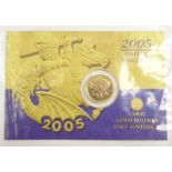 Queen Elizabeth II 2005 gold bullion half sovereign,