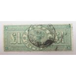 Queen Victoria used one pound green, S.G.