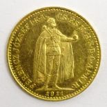 Hungary 1911 gold 10 Korona coin Condition Report & Further Details <a