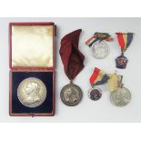 Queen Victoria 1837 - 1887 Diamond Jubilee commemorative silver medallion and five other