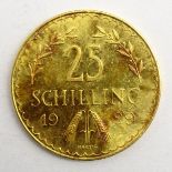 Austrian 1929 gold 25 Schilling coin Condition Report & Further Details <a