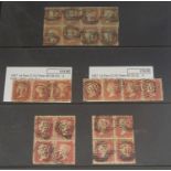 Queen Victoria penny reds in blocks and strips including a block of eight imperf 1D reds,