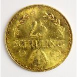 Austrian 1929 gold 25 Schilling coin Condition Report & Further Details <a