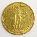 Hungary 1904 gold 10 Korona coin Condition Report & Further Details <a