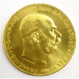 Austrian 1915 gold 100 Corona coin,