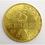 Austrian 1929 gold 25 Schilling coin Condition Report & Further Details <a