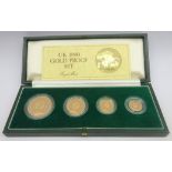 Queen Elizabeth II Royal Mint 'UK 1980 Gold Proof Set', five pounds, two pounds,