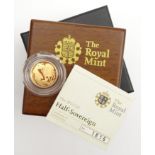 Queen Elizabeth II 2012 gold proof half sovereign,