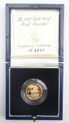 Queen Elizabeth II 1997 gold proof half sovereign,