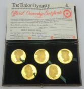 Danbury Mint cased set of five 22ct gold proof medallions,