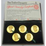 Danbury Mint cased set of five 22ct gold proof medallions,